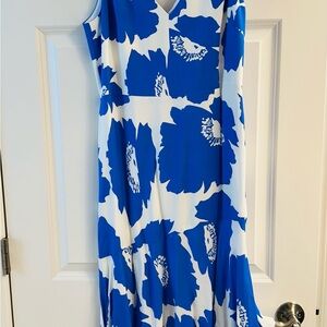 Milly Asymmetrical Dress in Blue and White Floral